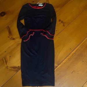 Boden navy dress with red velvet trim size 6